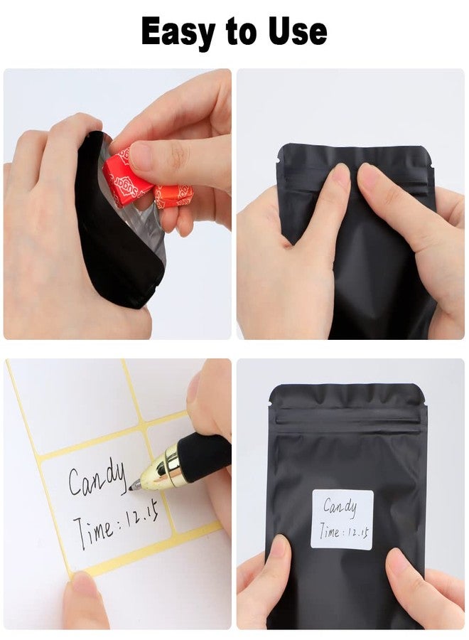 HMIEPRS HMIEPRS 120PCS Mylar Bags Matte Black, Smell Proof Bags Foil Packaging Pouch Stand Up with 120PCS Sticky Labels, Resealable Bags Coffee Bean for Food Self Sealing, Matte Black（Assorted Sizes） - Image 5
